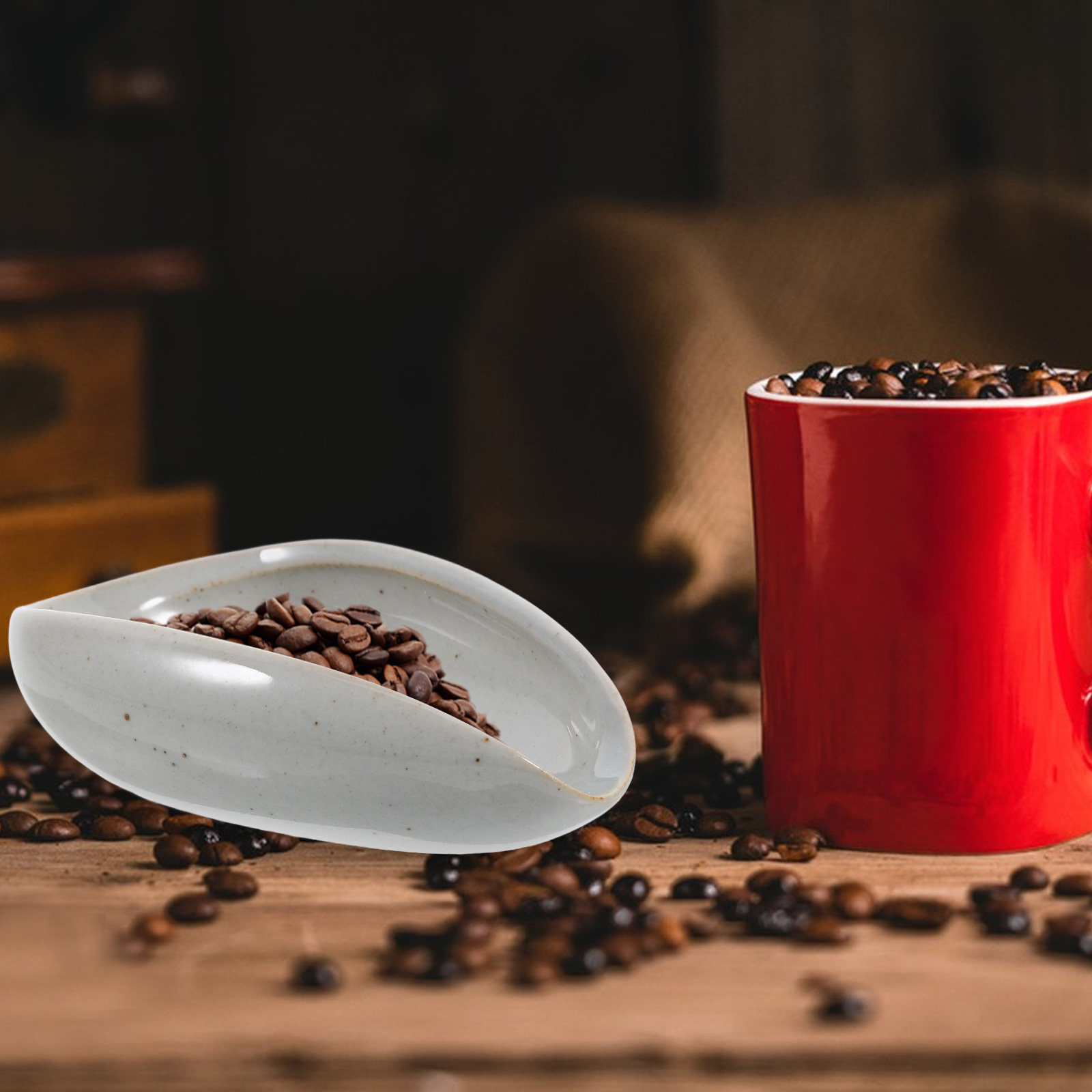 Coffee Tea And Bean Leaf - Plateau de dosage en céramique pour